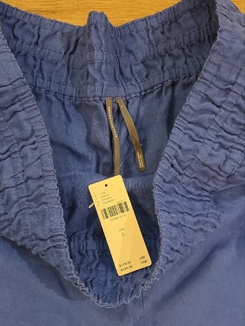 Anthropologie NWT Sz L Blue/Purple Wide-Leg Pull-On Linen Pants